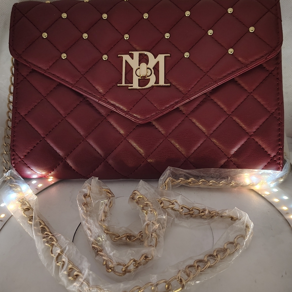 Elegant Badgley Mischka Burgundy Quilted Women's Bag New With Tags